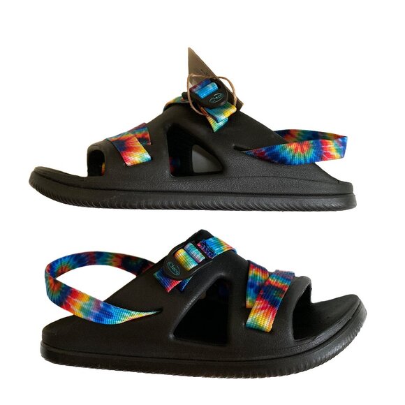 CHACO Chillos Sport Kids Dark Tie Dye Outdoor Performance Sandals Youth 4 - Picture 1 of 9